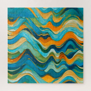 "Sanlúcar" Blauw Groen Sinaasappel golven Legpuzzel