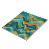 "Sanlúcar" Blauw Groen Sinaasappel golven Tegeltje (Zijkant)