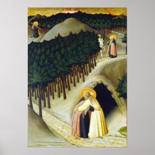 Sano di Pietro De bijeenkomst van Saint Anthony Poster