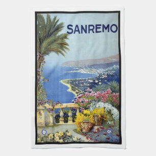 Sanremo, Italië, Italiaanse Rivièra Vintage Reis K Theedoek