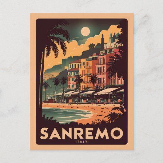Sanremo, Italië, retro stijl Briefkaart (Voorkant)