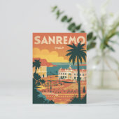 Sanremo, Italië, retro stijl illustratie Briefkaart (Staand voorkant)