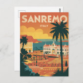 Sanremo, Italië, retro stijl illustratie Briefkaart (Voorkant / Achterkant)