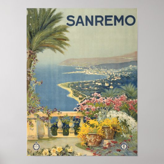Sanremo Italië  Schilderachtig kustkunst Poster (Voorkant)