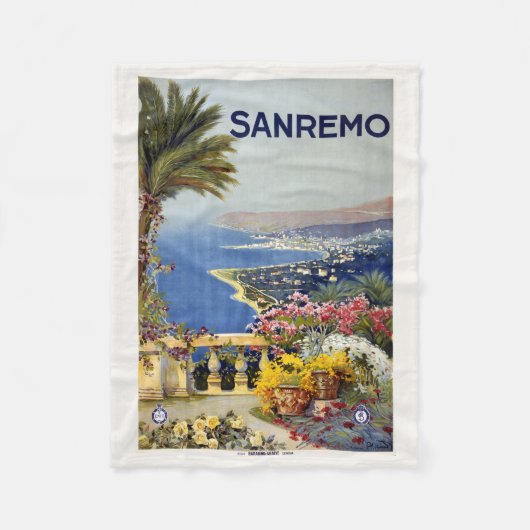 Sanremo Italië vintage reizen fleece deken (Voorkant)