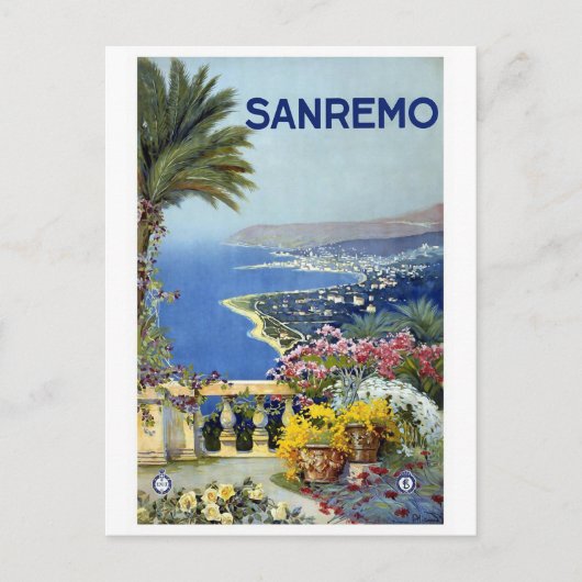 "Sanremo" Vintage Travel Poster Briefkaart (Voorkant)