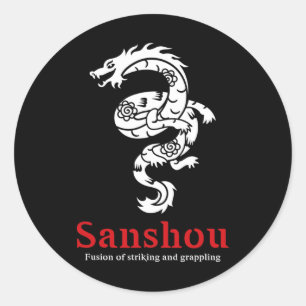 Sanshou Draak Sanda Chinese Boksen Vechtkunsten _ Ronde Sticker