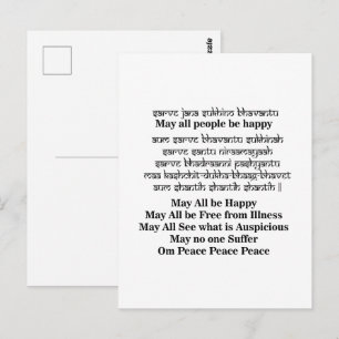 Sanskriet-mantra voor vrede briefkaart