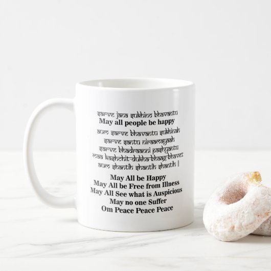 Sanskriet Mantra Voor Vrede Koffiemok (Met donut)
