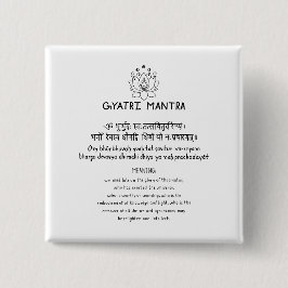 Sanskrit Gyatri Mantra Vierkante Button 5,1 Cm