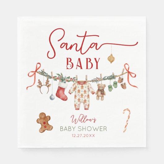 Sant Baby Clothesline Baby Shower Napkins Servet (Voorkant)