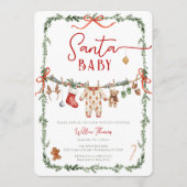 Sant Baby Clothesline Winter Baby Shower Kaart (Voorkant)