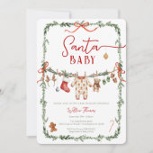 Sant Baby Clothesline Winter Baby Shower Kaart (Voorkant)