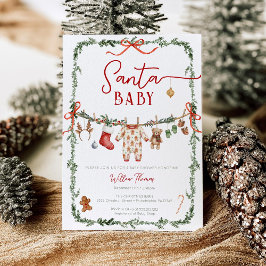 Sant Baby Clothesline Winter Baby Shower Kaart
