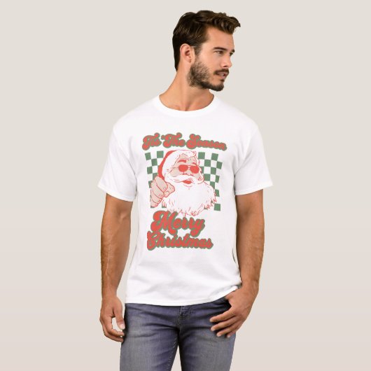 Sant Claus Vrolijk Kerstfeest T-shirt (Voorkant volledig)