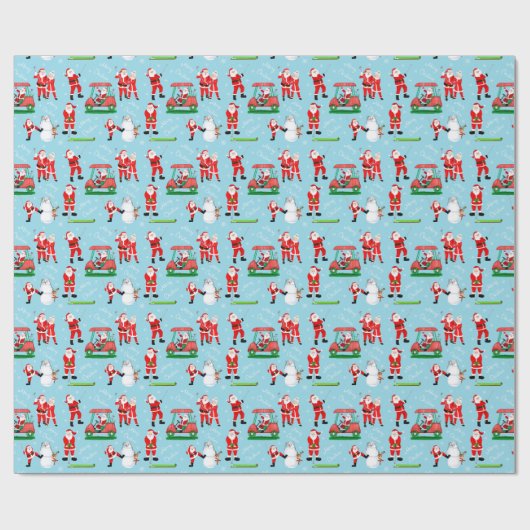 Sant Clause Kerstmis Golf Fun Cadeaupapier (Vlak)