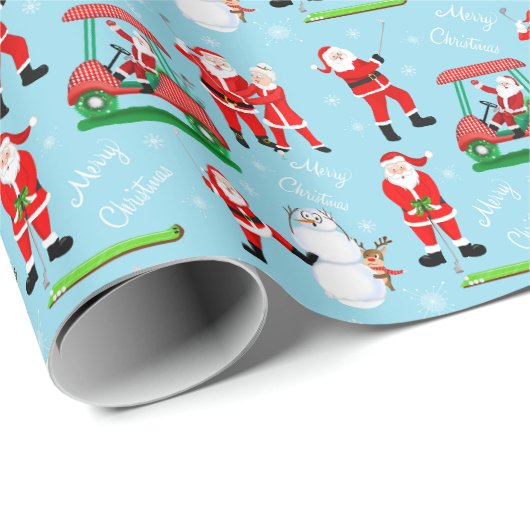 Sant Clause Kerstmis Golf Fun Cadeaupapier (Rol Hoek)
