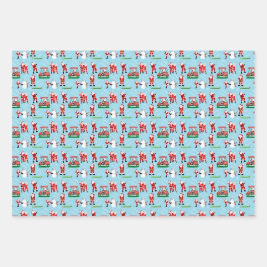 Sant Clause Kerstmis Golf Fun Inpakpapier Vel (Voorkant 2)