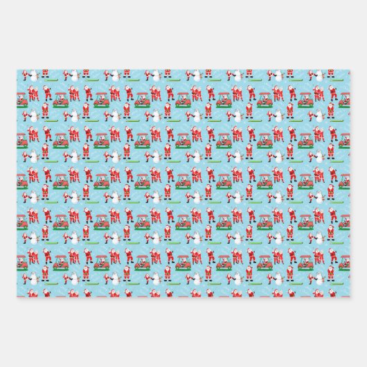 Sant Clause Kerstmis Golf Fun Inpakpapier Vel (Voorkant)