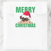 Sant Pug Dog kerstlabel Vierkante Sticker (Tas)