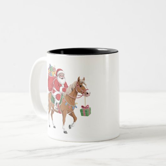 sant ride on a horse customised mug design  tweekleurige koffiemok (Voorkant links)