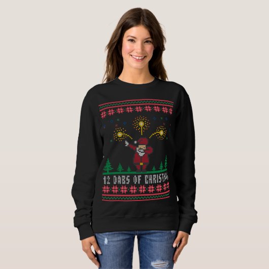 Santa 12 Dabs van Kerstmis Ugly Xmas Sweater (Voorkant volledig)