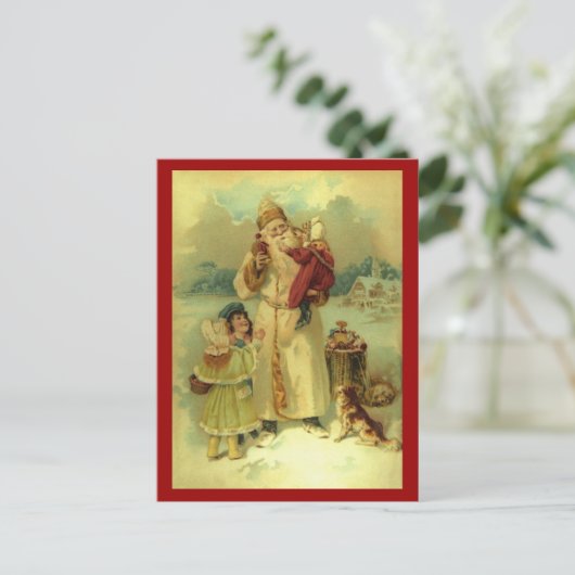 Santa 1897  Victoriaans kerst Feestdagenkaart (Staand voorkant)
