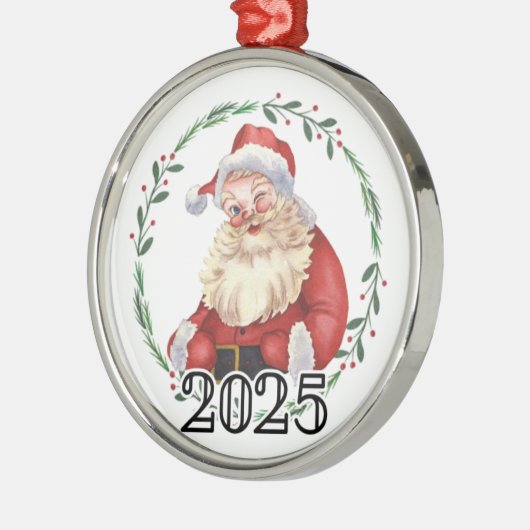 Santa 2025 metalen ornament (Links)
