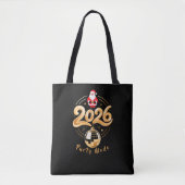 Santa 2026 Party Mode Gold Disco Christmas Tote Bag (Voorkant)