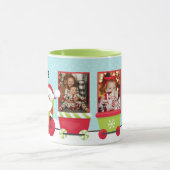 Santa 3 foto gepersonaliseerde trein vakantie mok (Midden)