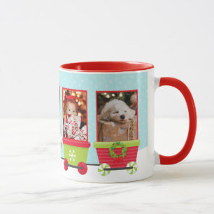 Santa 3 foto trein vakantie Kerstmis Mok