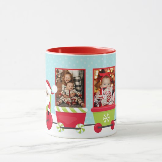 Santa 3 foto trein vakantie Kerstmis Mok (Midden)