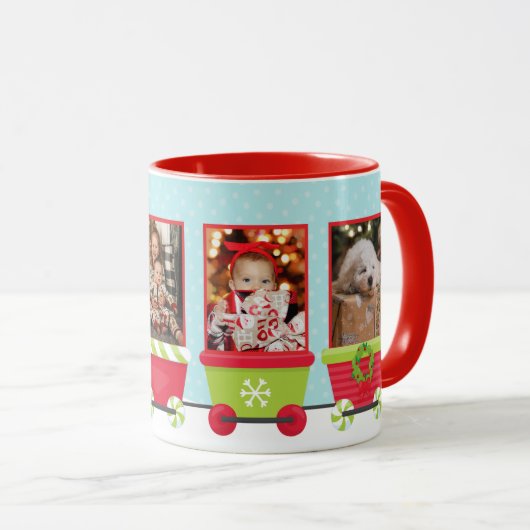 Santa 3 foto trein vakantie Kerstmis Mok (Voorkant rechts)