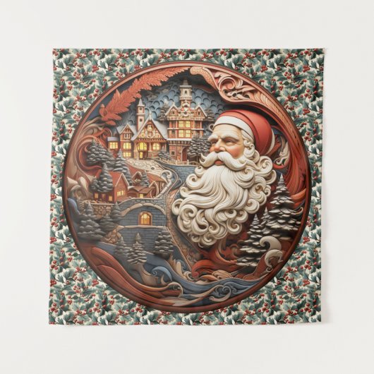 Santa 3D tapijt Wandkleed (Voorkant)