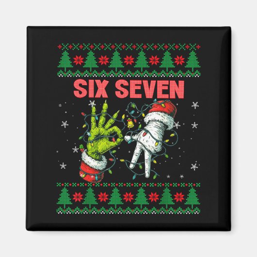 Santa 67 Christmas Ugly Sweater Fingers Six Seven  Magneet (Voorkant)
