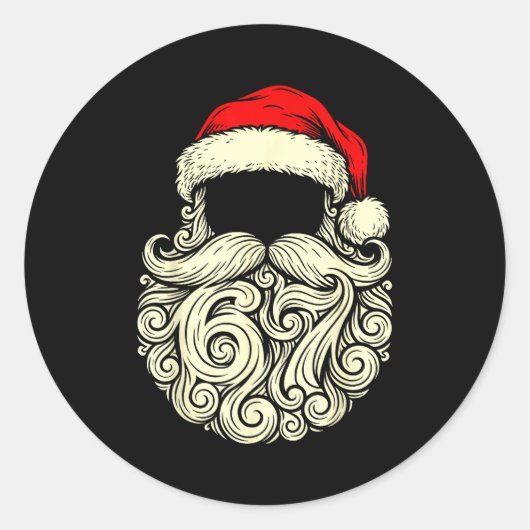 Santa 67 Hidden In Beard Christmas Ronde Sticker (Voorkant)