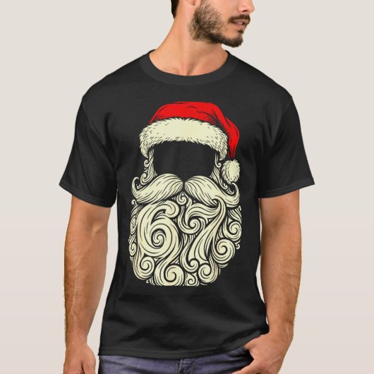 Santa 67 Hidden In Beard Christmas  T-shirt (Voorkant)