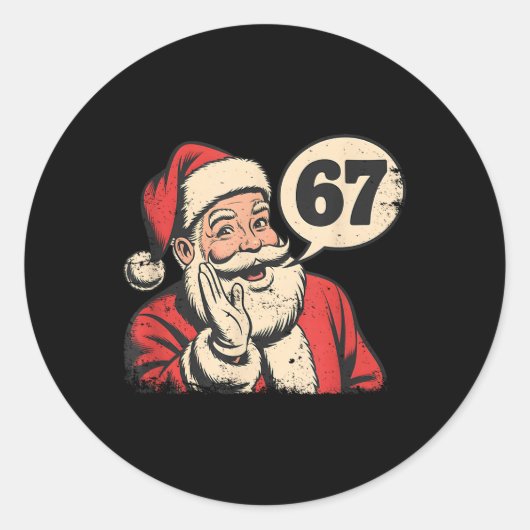 Santa 67 Kerstmis Six Seven Meme Ronde Sticker (Voorkant)