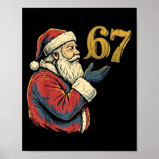 Santa 67 Number Funny Christmas Meme Se Poster (Voorkant)