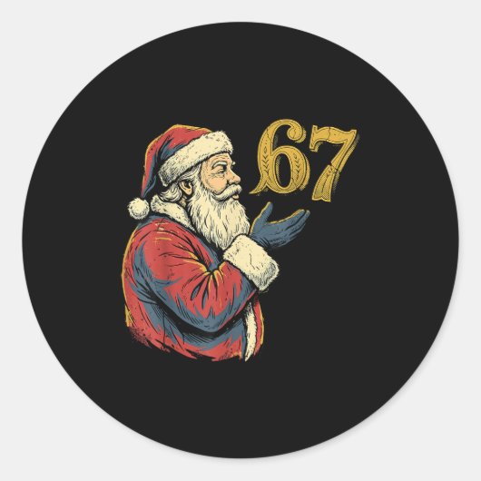 Santa 67 Number Funny Christmas Meme Se Ronde Sticker (Voorkant)
