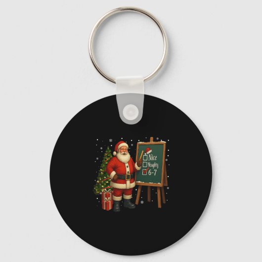 Santa 6-7 Meme Leuk Stout 67 Kerstmis Brain Rot Sleutelhanger (Voorkant)