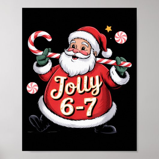 Santa 6 7 Six Seven Meme Christmas Women Men Kids  Poster (Voorkant)