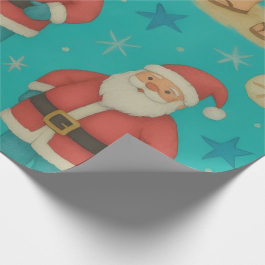 Santa aan de kust cadeaupapier (Hoek)