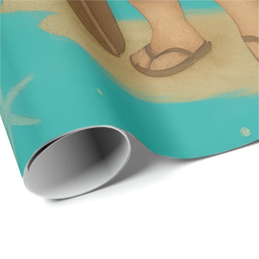 Santa aan de kust cadeaupapier (Rol Hoek)