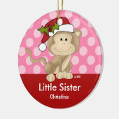 Santa Aap Kleine Zus Kerst Ornament (Links)