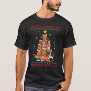 Santa Abyssinian Kerstboom Kerstlichtjes Santa T-shirt