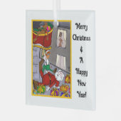 Santa Accident Funny Glass Ornament (Voorkant links)