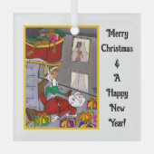 Santa Accident Funny Glass Ornament (Voorkant)