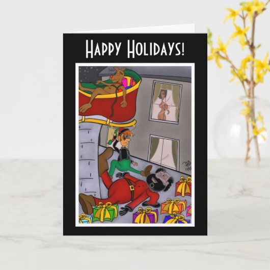 Santa Accident Funny Holiday Card Kaart (Gele Bloem)