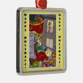 Santa Accident Funny Metal Ornament (Rechts)